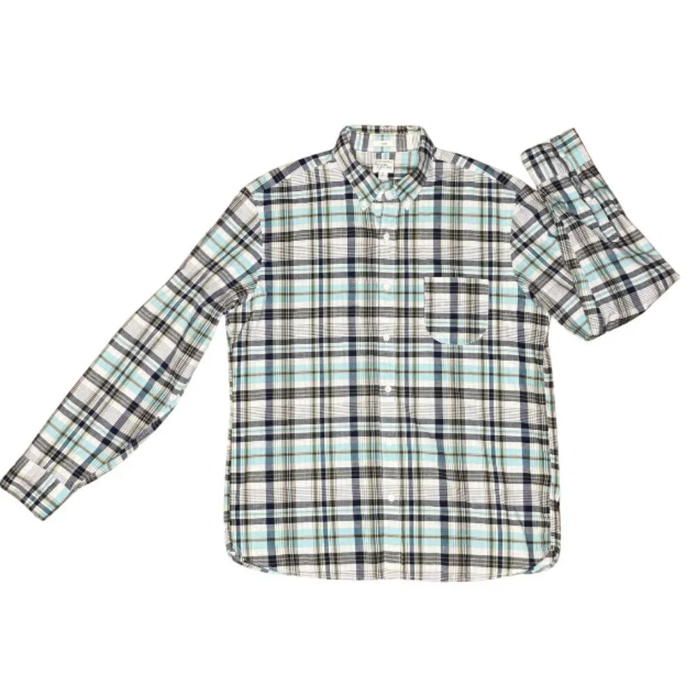 J.Crew Indian Madras Slim XL Turquoise Plaid Button Down Ivy Prep Shirt XL
